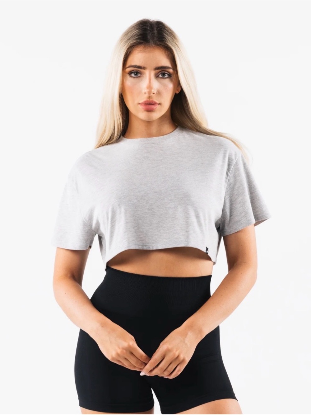 NWT Alphalete OT Crop Tee - Gray Womens Short Sleeve Top - Sz Medium